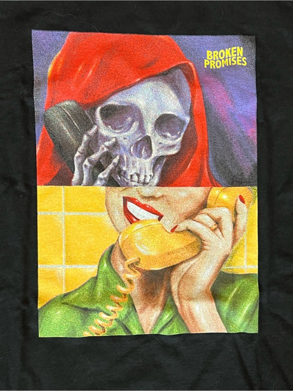 Broken Promises T-Shirt Size Medium Delete My Number Skeleton Grim Reaper Phone